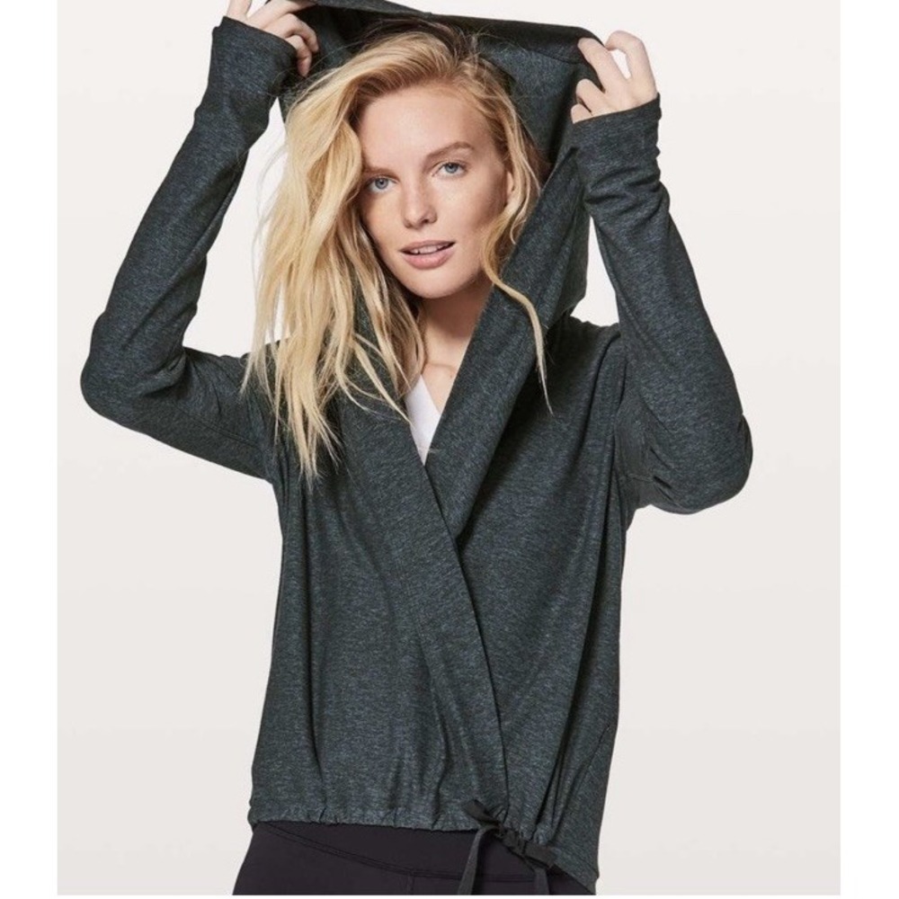 Lululemon Ready To Rulu Wrap Hooded Jacket Size 8 Nocturnal Teal Blue Black